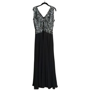 Dress the Population Black and Silver Maxi Dress